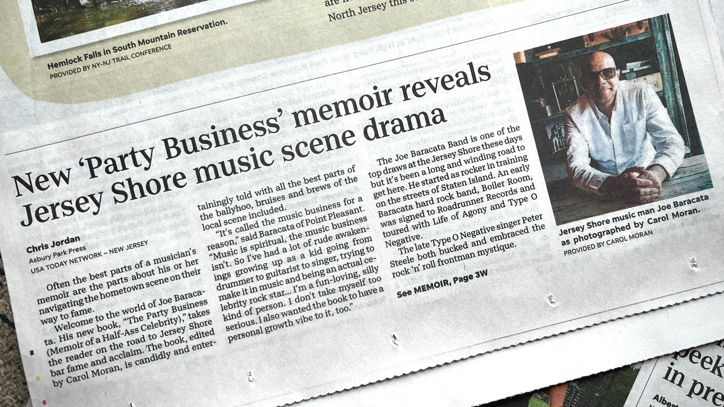Asbury Park Press Article about Joe Baracata's book, "Party Business"