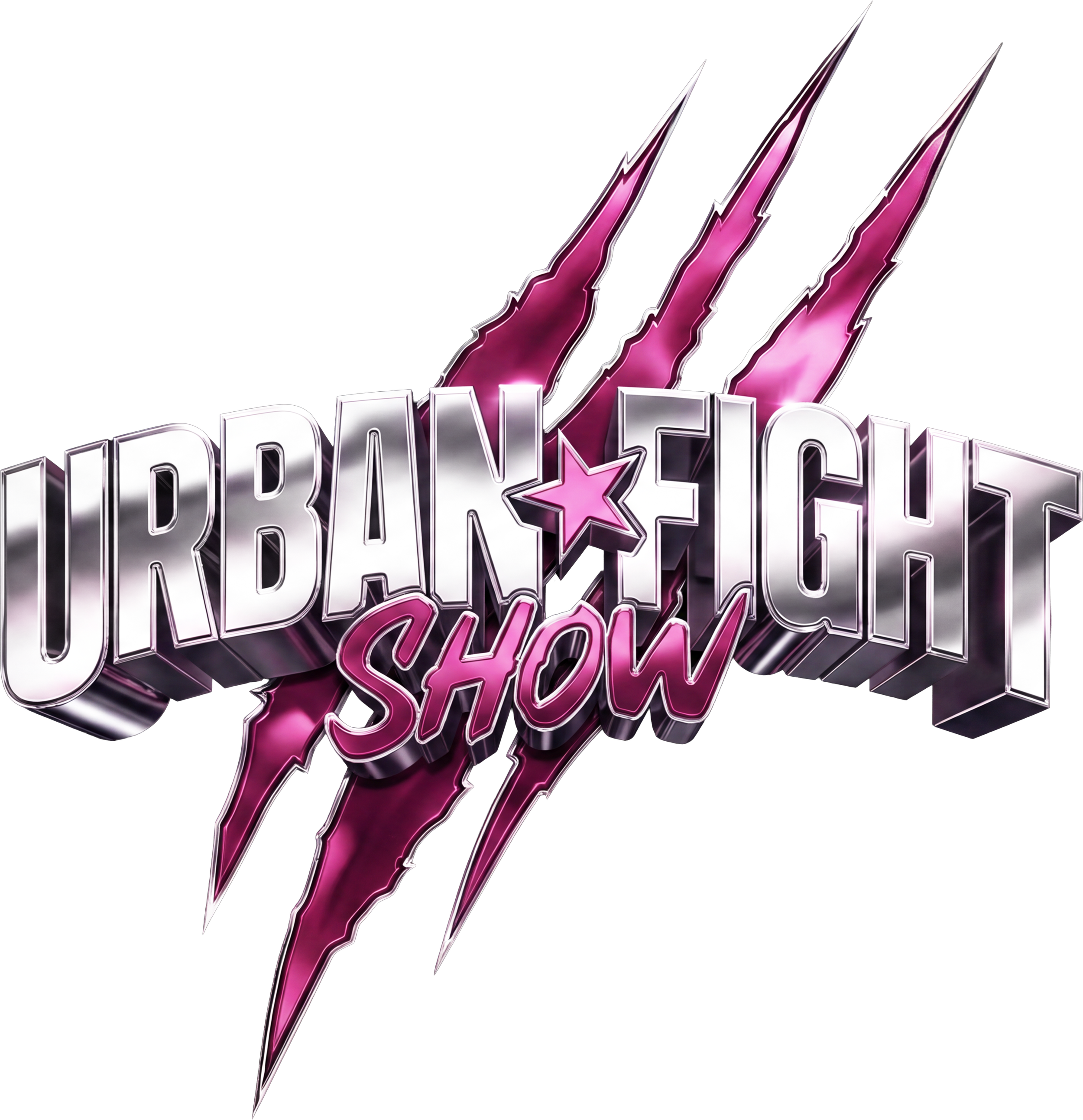 Logo avec des griffes de lion stylisées en rose et violet, avec le texte 'LIP RIN E O' en lettres 3D argentées, sur un fond noir.