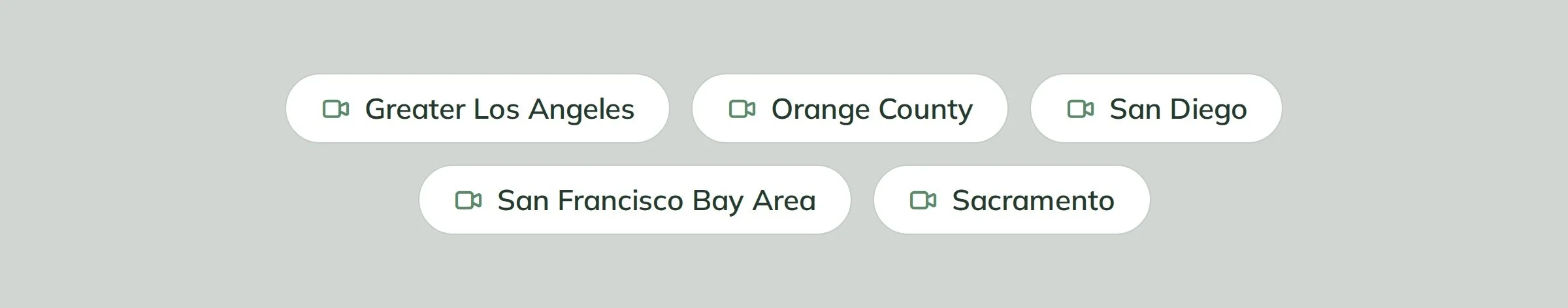 A map interface showing options to select regions in California, including Greater Los Angeles, Orange County, San Diego, San Francisco Bay Area, and Sacramento.