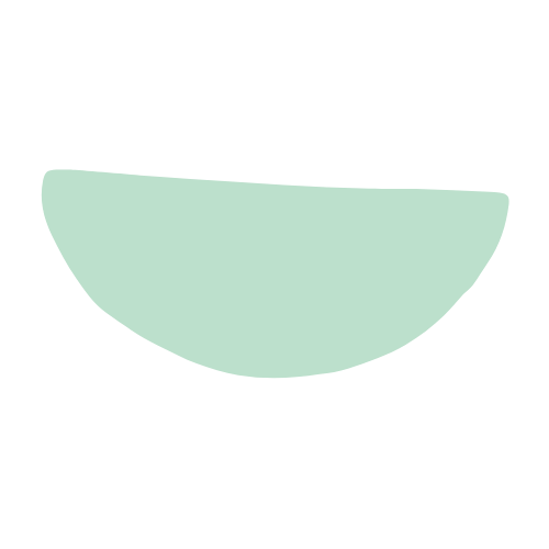 A simple mint abstract half-circle shape resembling a bowl, centred on a purple background.