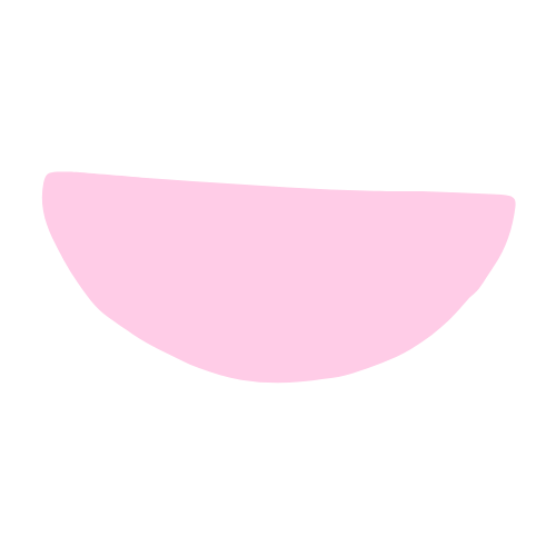A simple pink abstract half-circle shape resembling a bowl, centred on a beige background.