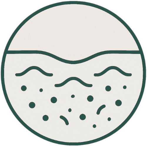 circle icon representing congestion of the skin leading to adult and teenage acne