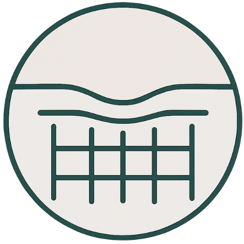 circle icon with lines conveying damage to the skin causing texture and scarring at the surface and deeper layers of the skin