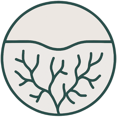 circular icon with lines representing stimulation of hair follicles to treat thinning hair