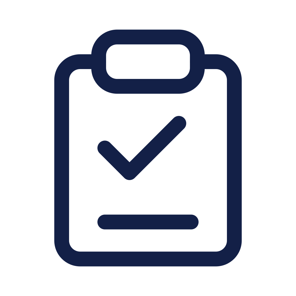 Icon of a clipboard with a checkmark