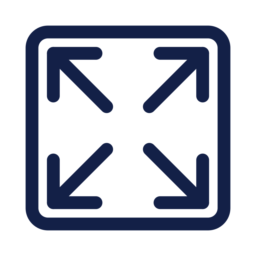 Icon of four arrows pointing outward from the center to the corners, indicating expansion or full-screen mode.
