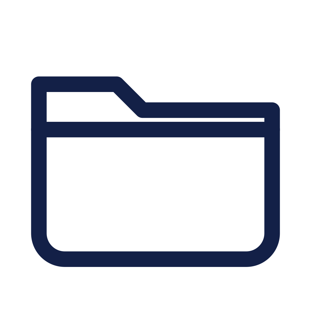 Icon of a folder with a tab at the top, representing a file folder