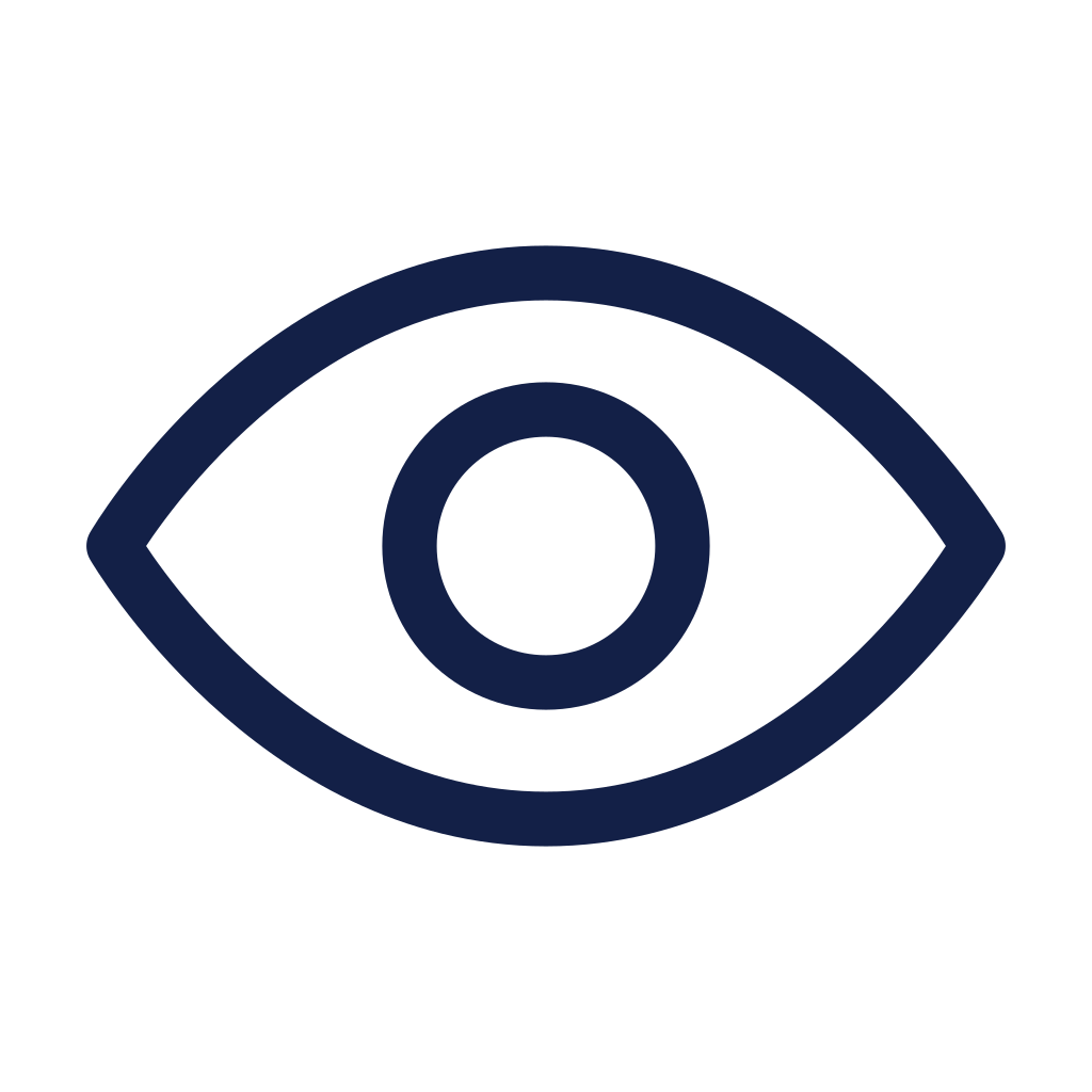 Icon of an eye with a dotted line above representing an eye exam or vision check.