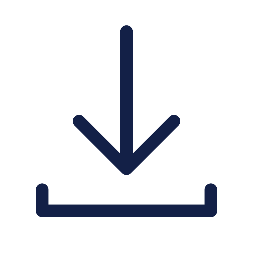 Icon of a downward arrow pointing into a tray or box.
