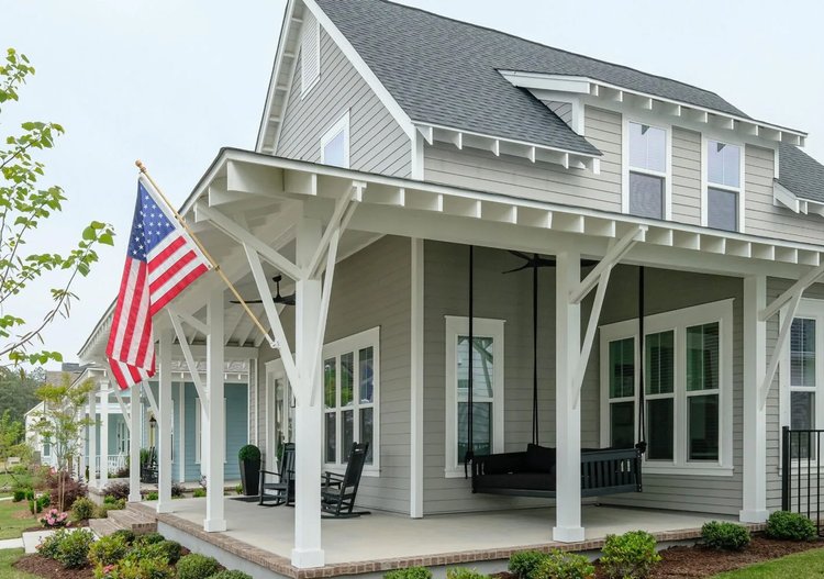 House with American flag