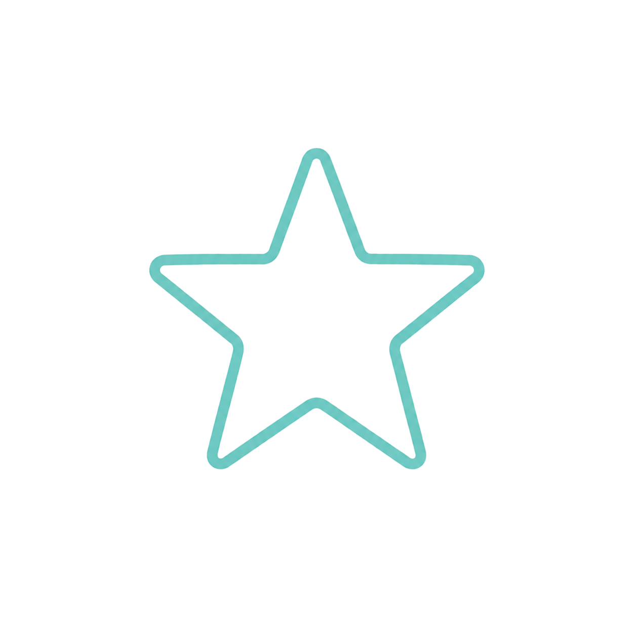 A neon star-shaped light with a teal outline, positioned in front of a yellow background.