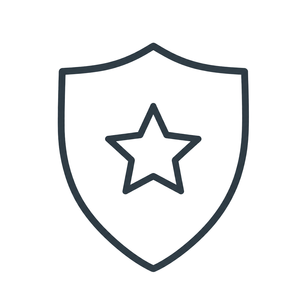 Outline of a shield with a star in the center.