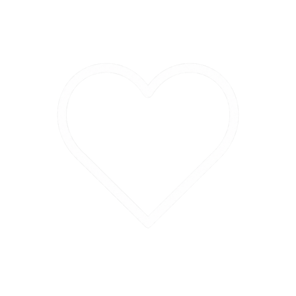White neon heart outline on a black background.