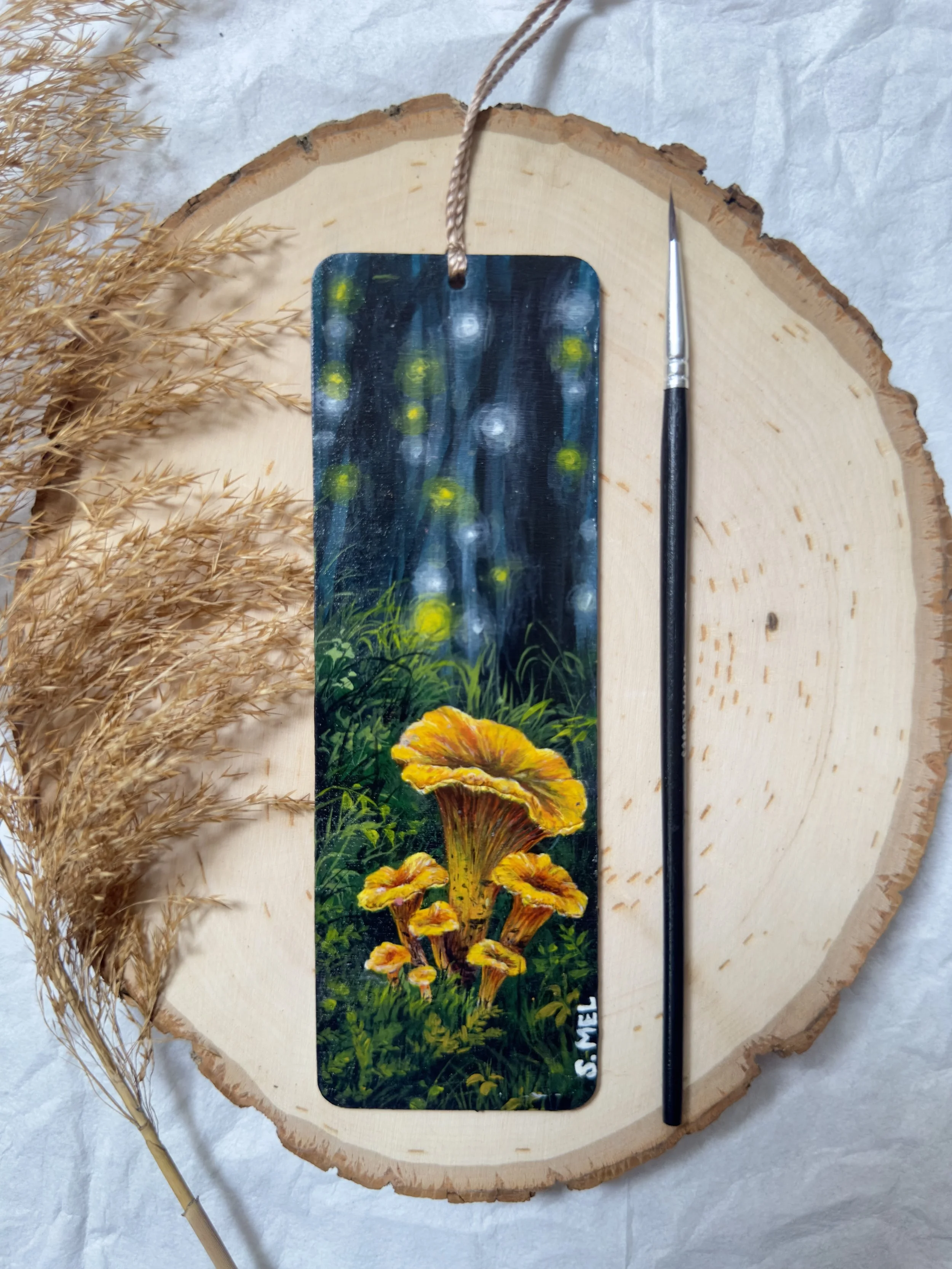 Original Hand-Painted Bookmark from mushrooms series