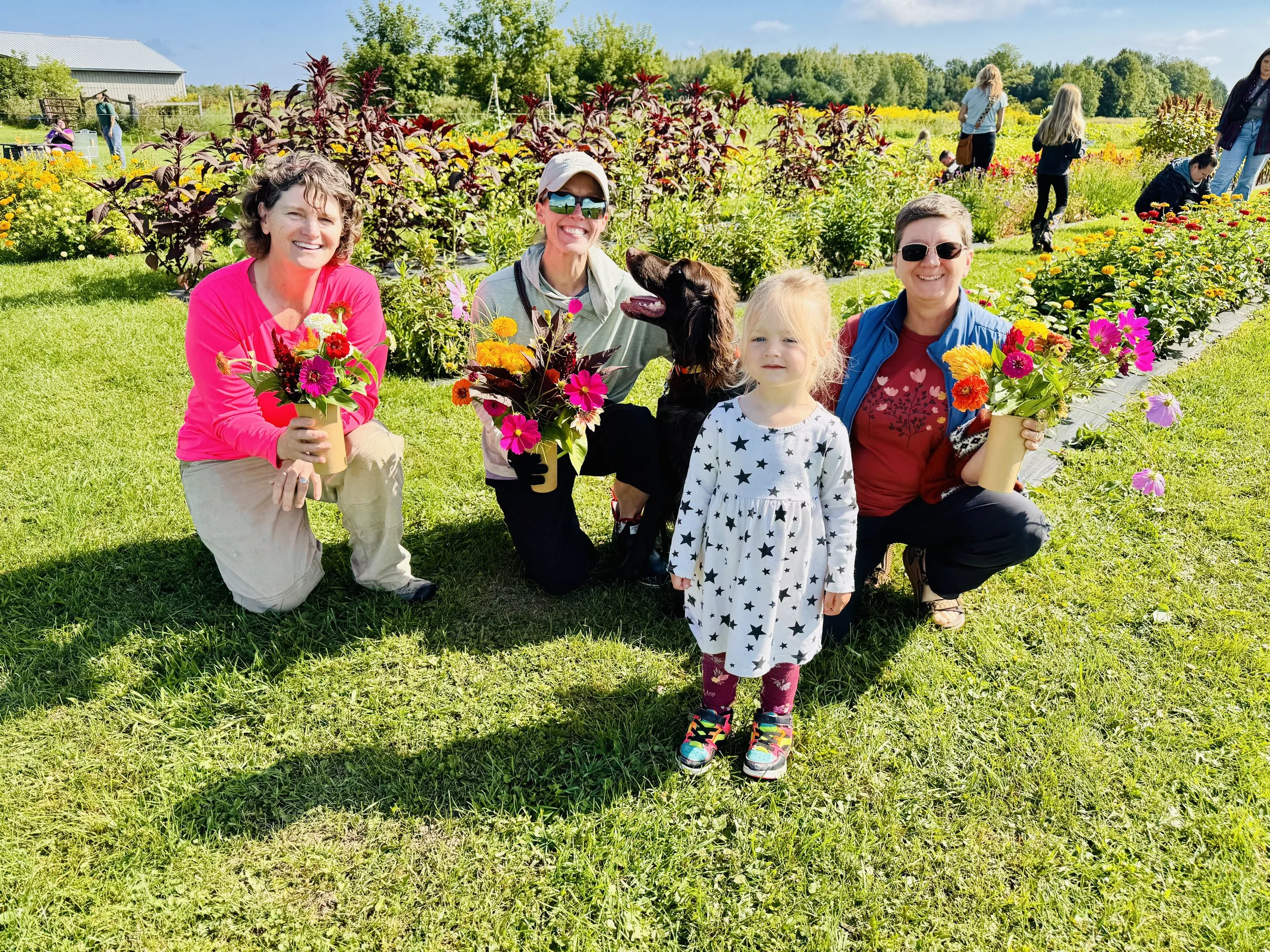 Happy u-pick flower visitors in the Northwoods of WI
