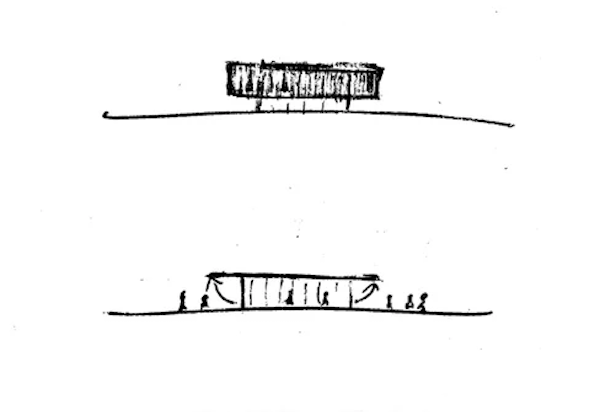 Concept sketch of Pavillon Mobil