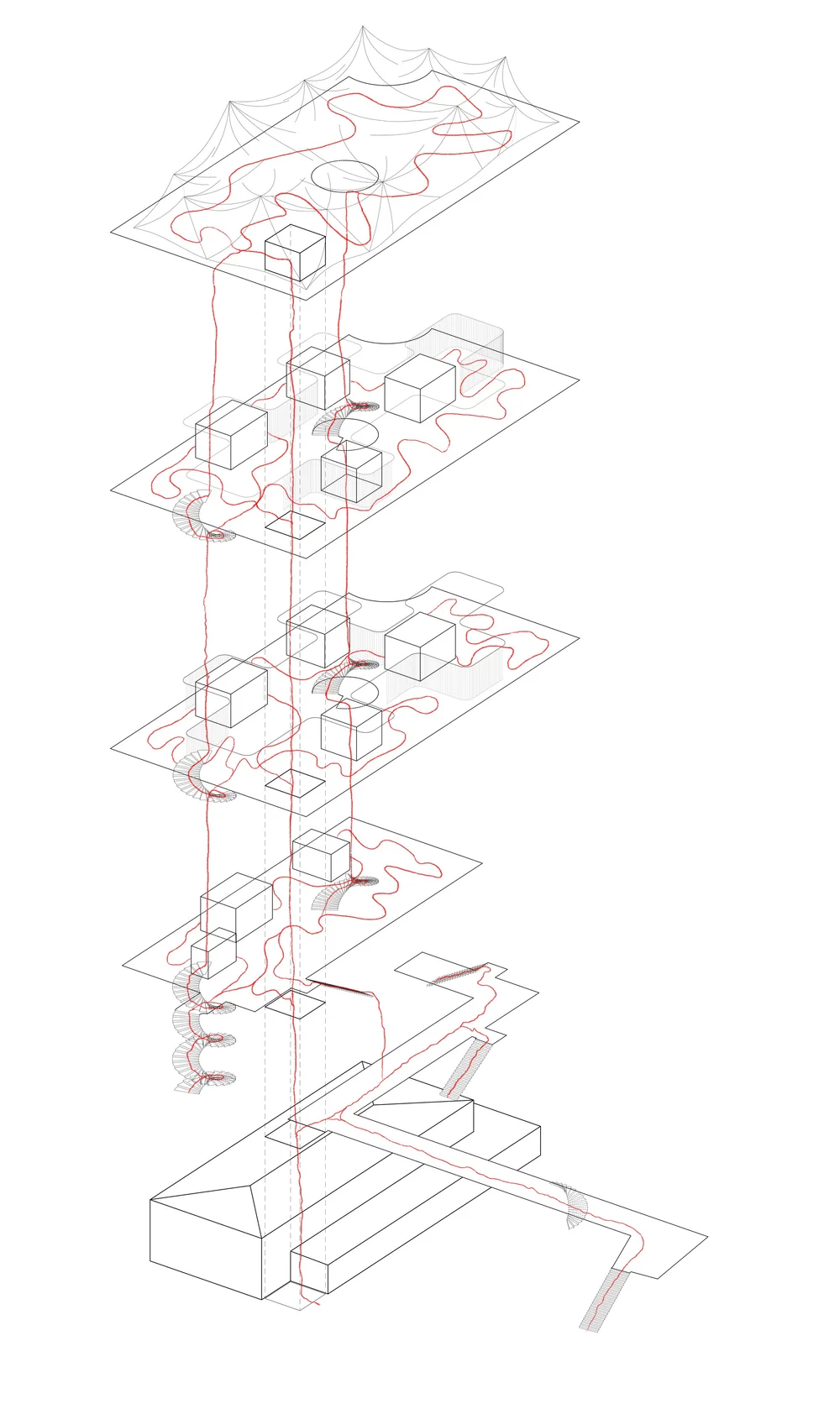 Technical axonometric drawing