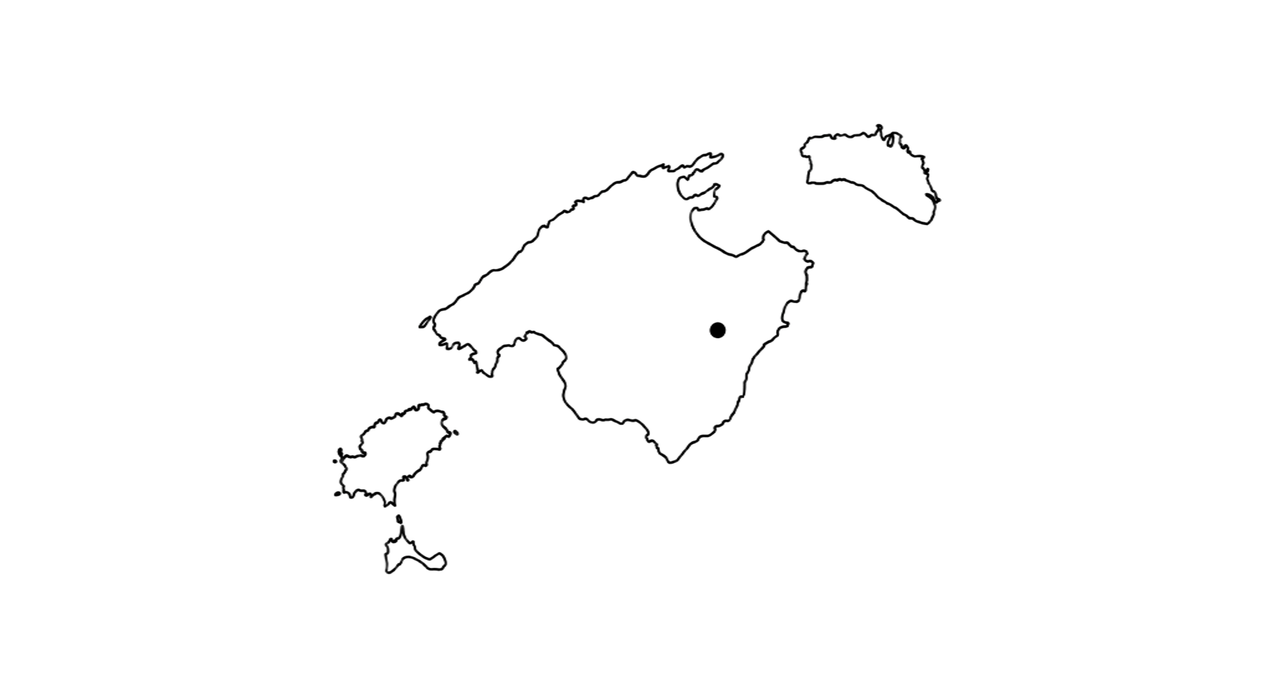 Mapa de la región de Tierra del Fuego, en formato de línea, en fondo negro.