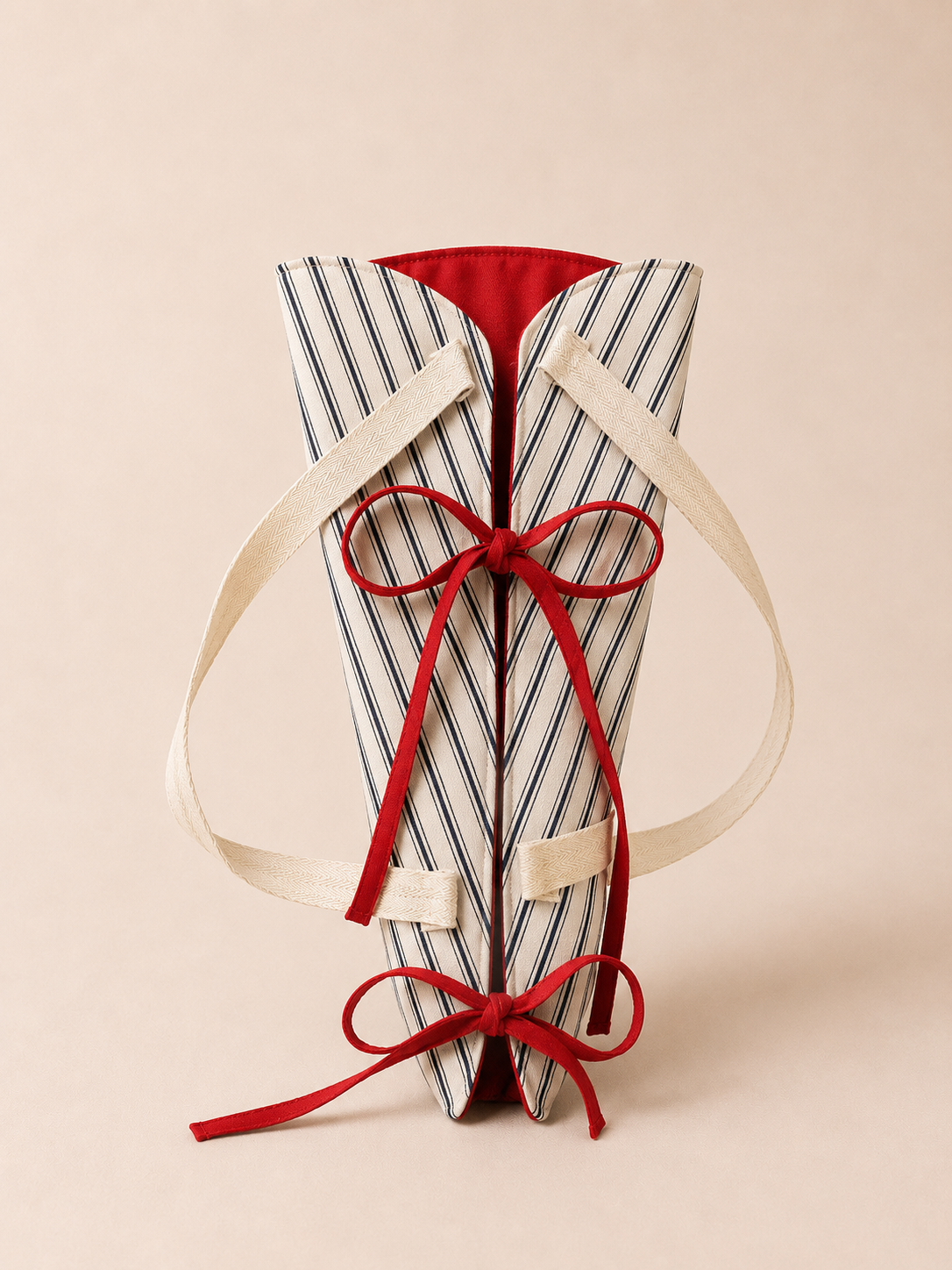 "MEG" Red +Striped Flower Tote