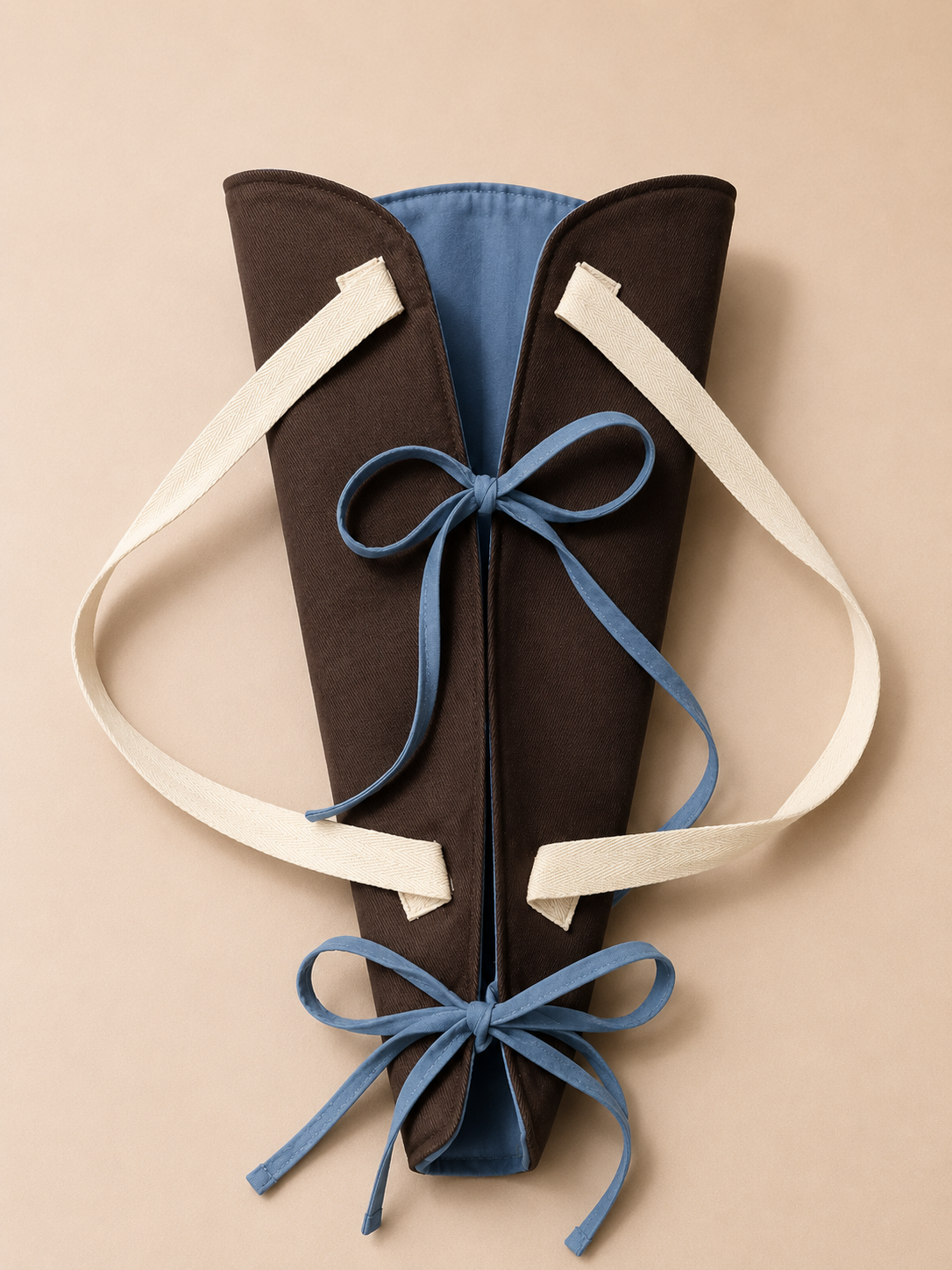 "BOBBIE 2" Brown + Blue Flower Tote