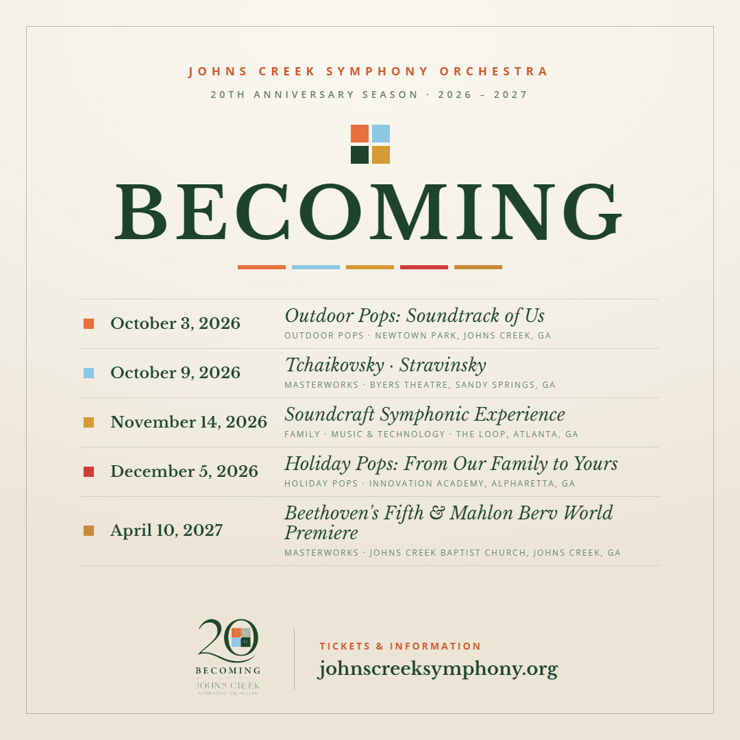 Johns Creek Symphony Announces 20th Anniversary Season, BECOMING