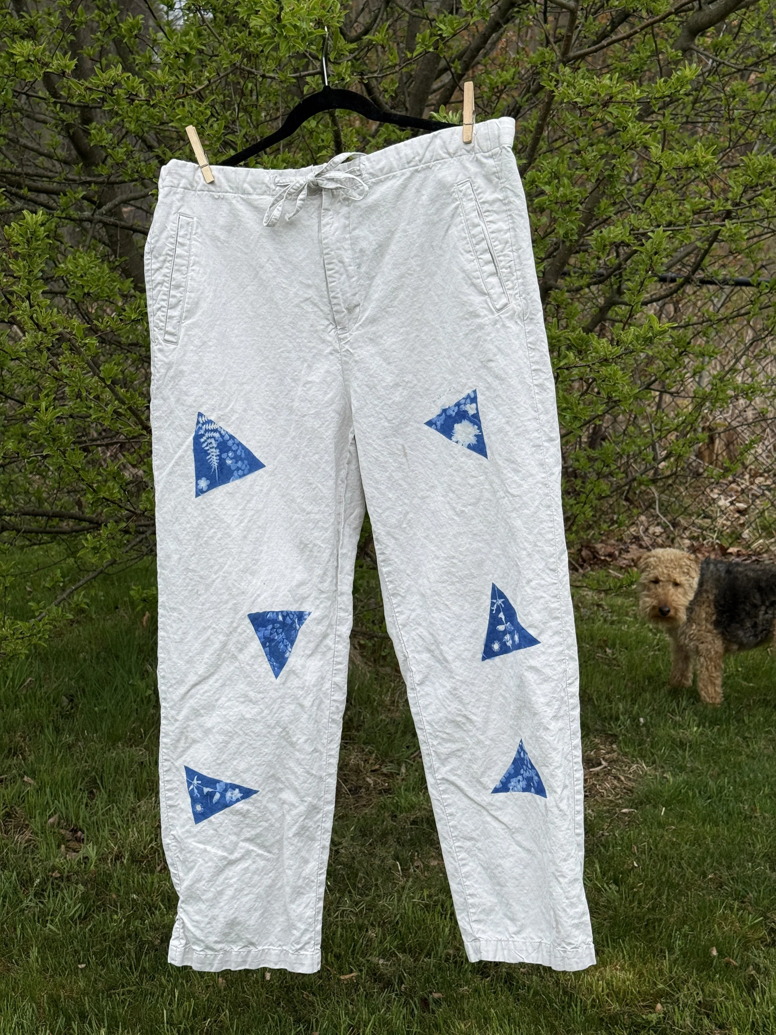 Khaki Pants | Size 36x29 | Upcycled Cyanotype