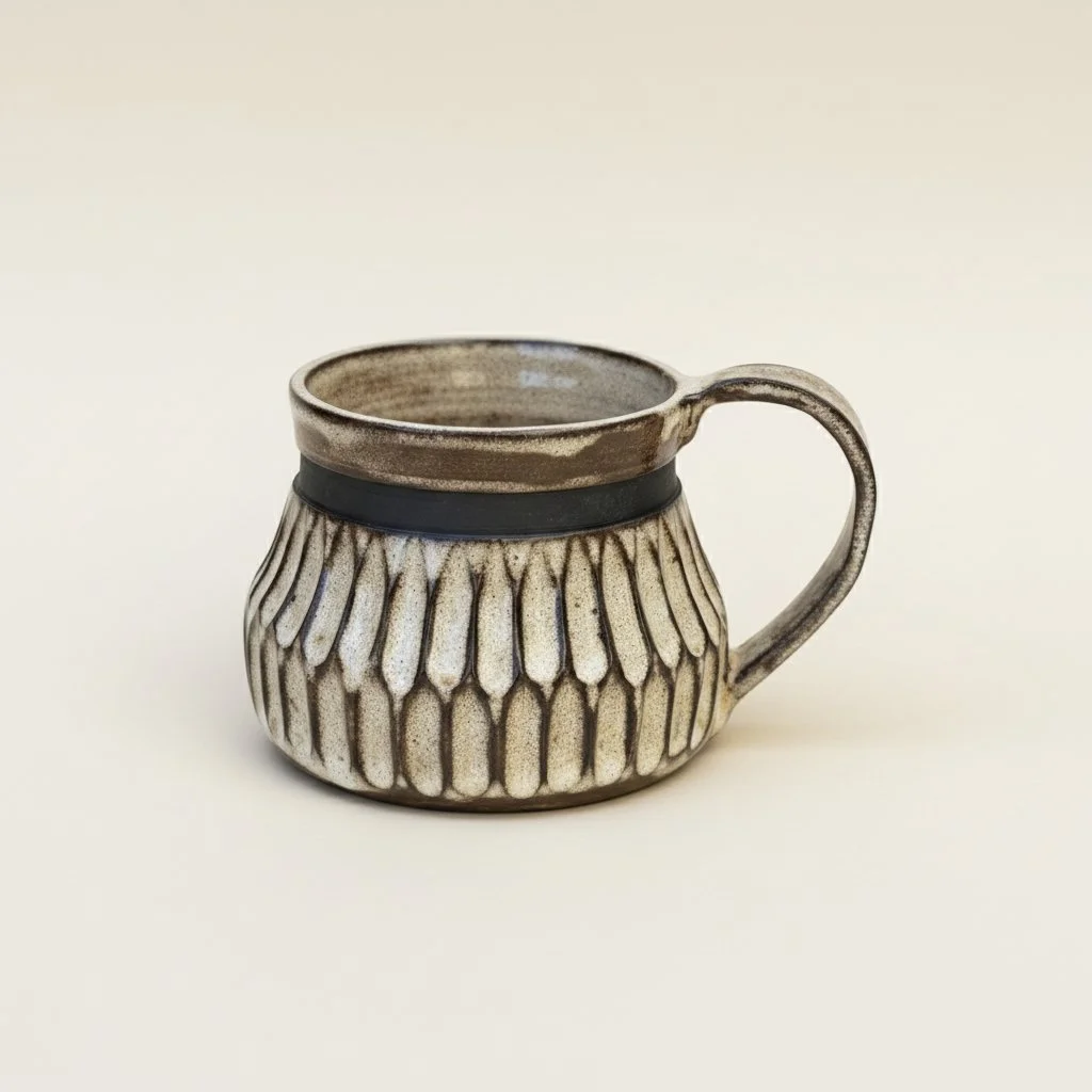 Symmetrical Rustic Ceramic Mug - 16oz