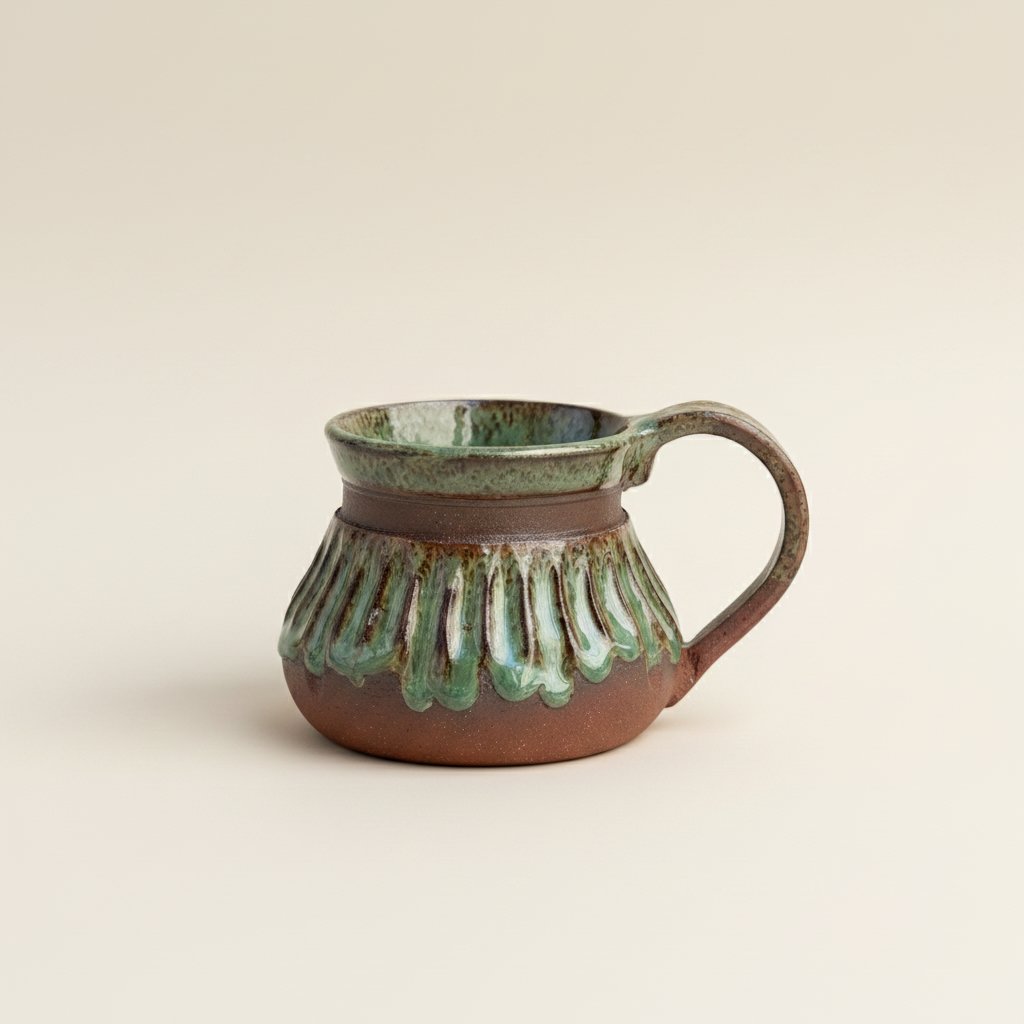 Viridian Green Carved Coffee Mug - 16oz