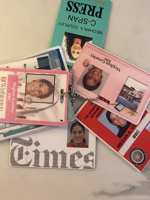 Collection of press identification cards.