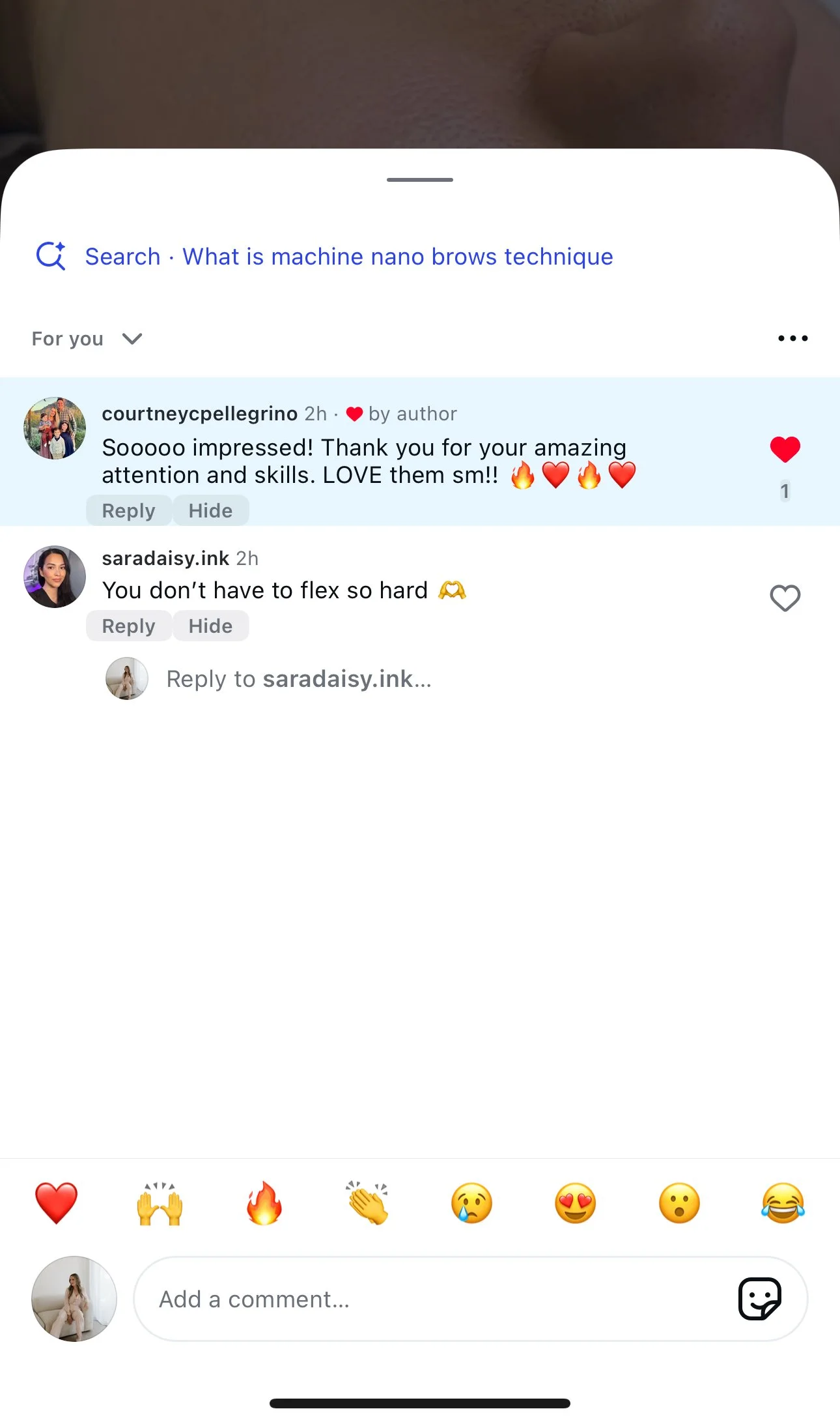 Client reviews on instagram comments