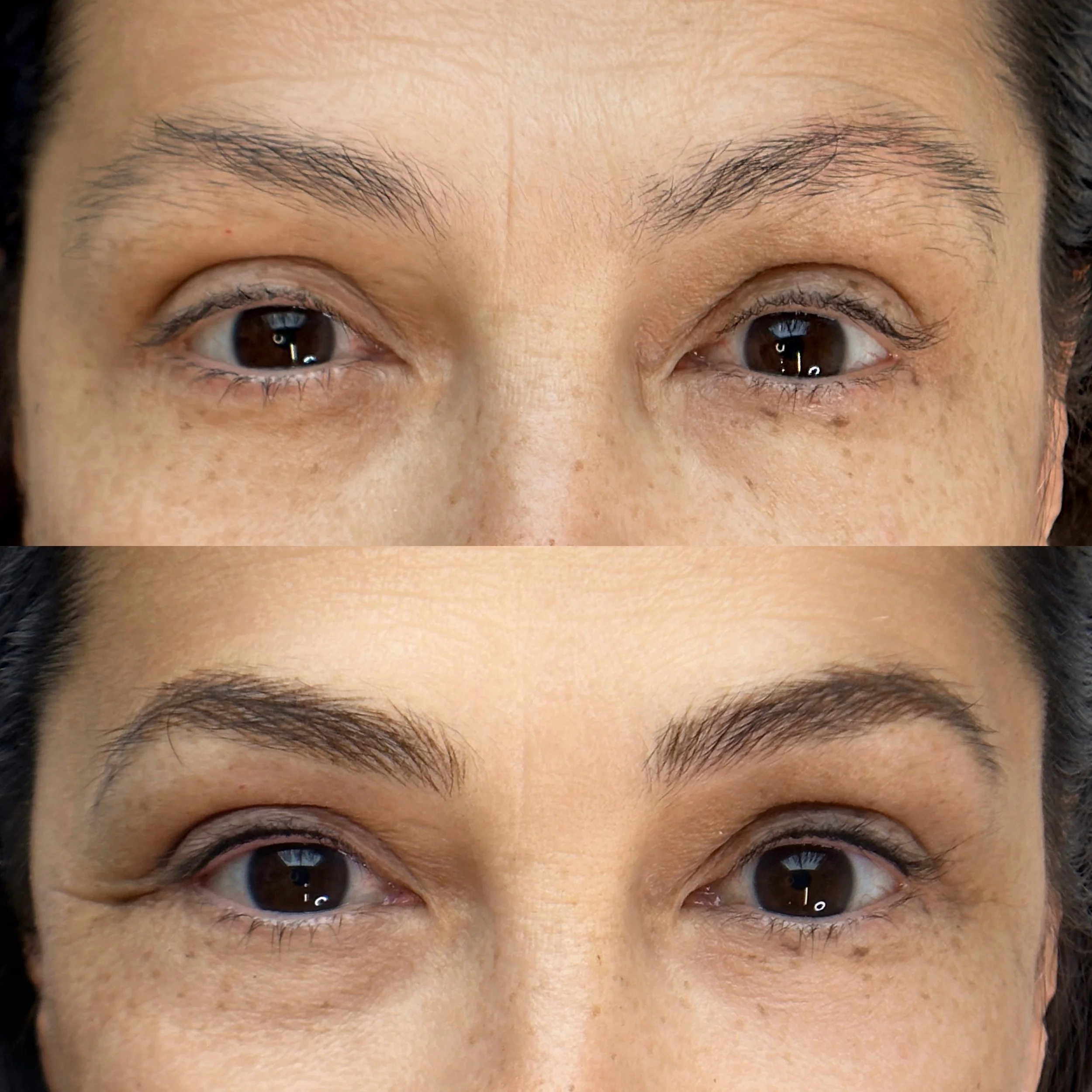 Before and After Machine Nano Brows + Lashline Enhancement by Kellee