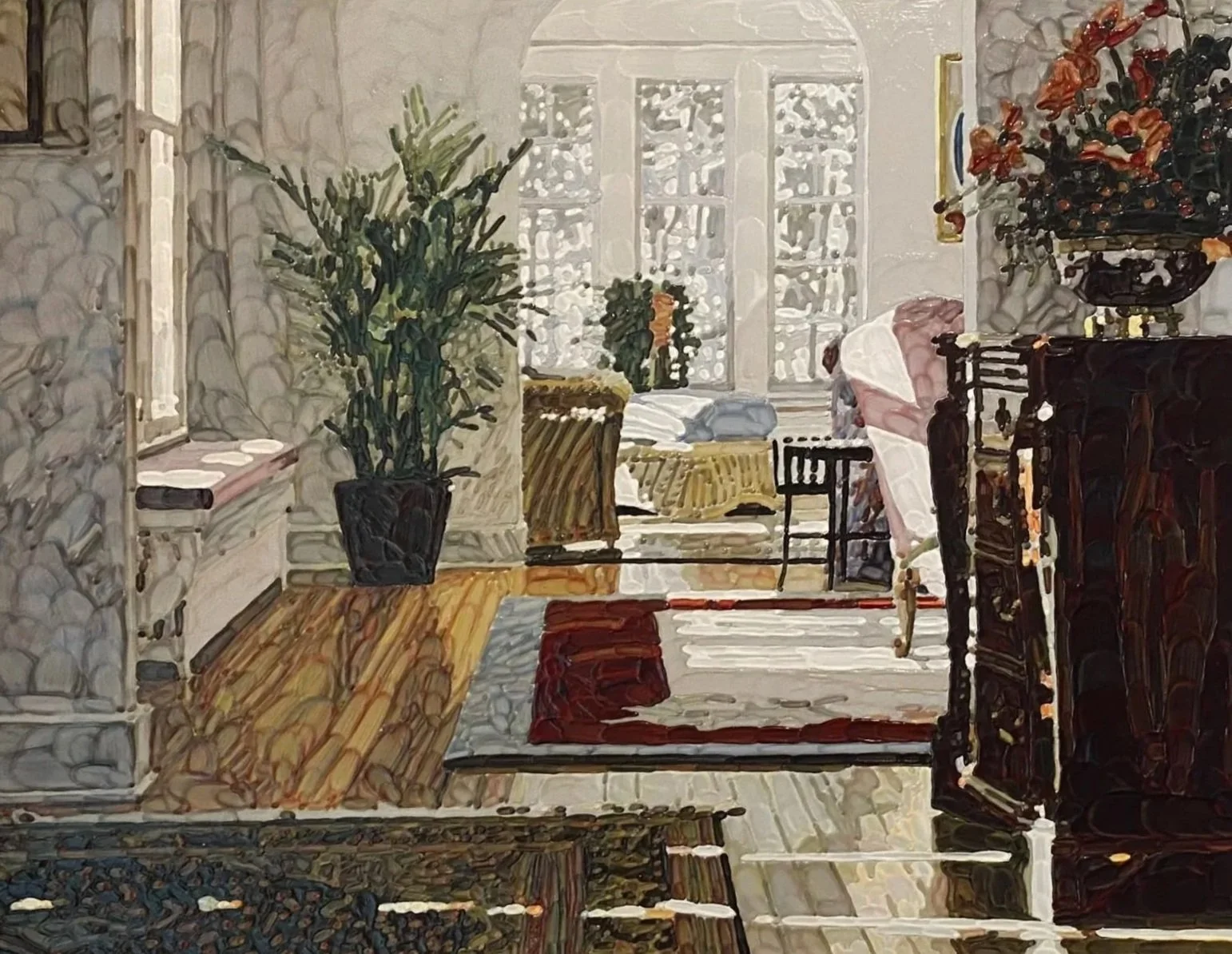 Berlin Living Room, 1970s. Acrylic, 13 1/2 x 17 3/4 in. (16 3/8 x 20 1/2 in. framed)