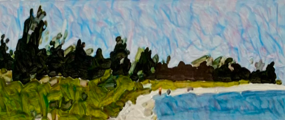 Glen Haven, 2020s. Acrylic on museum board, 2.25 x 8.75 in. (9.25 x 15.75 in. framed) $1,100