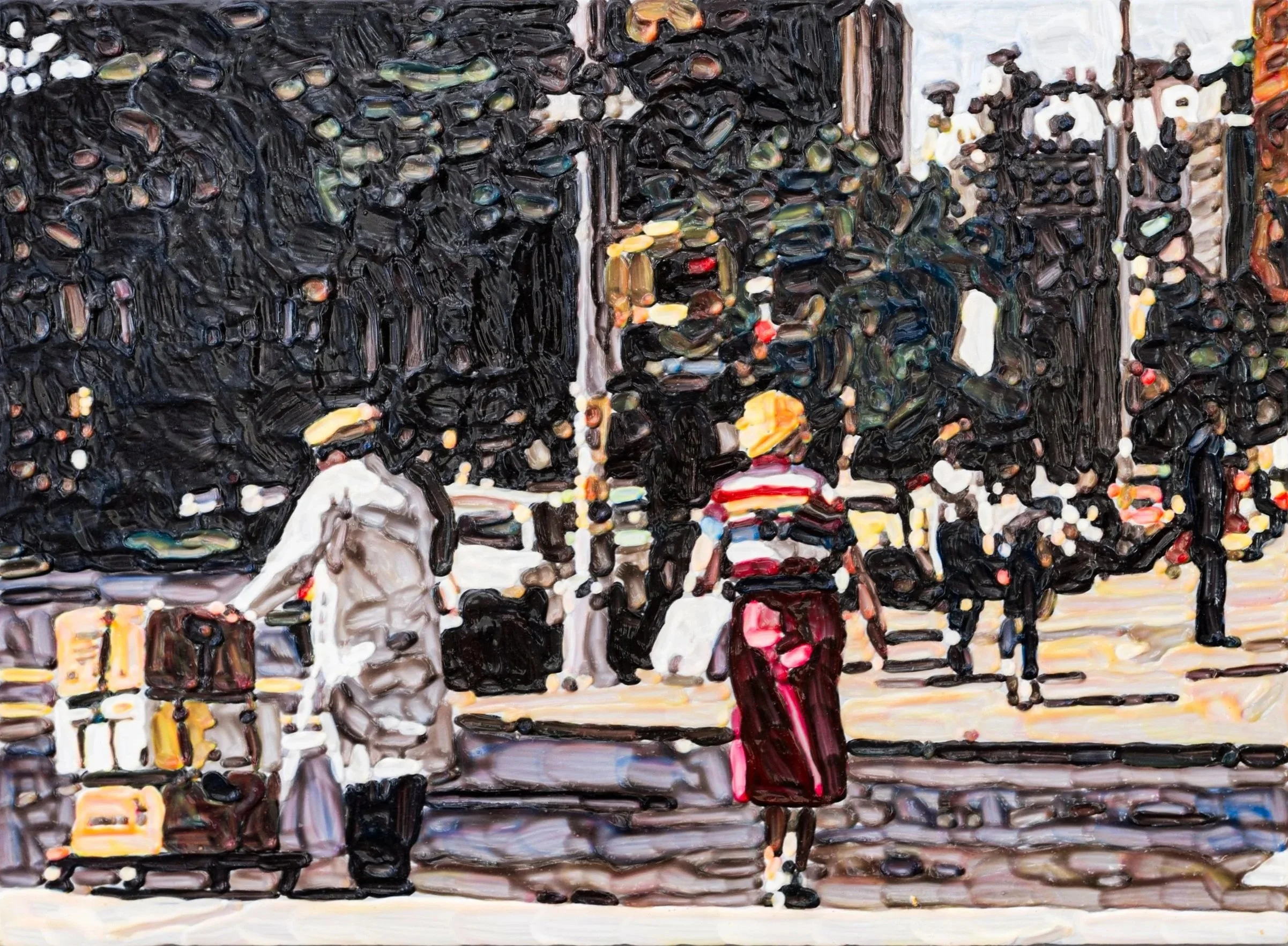 Upper West Side, 1970s. Acrylic, 5 3/4 x 8 in. (7 1/2 x 9 1/2 in. framed)