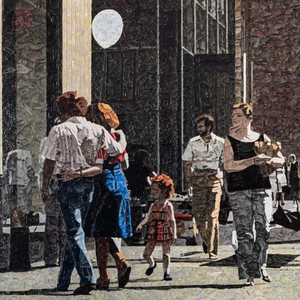 Blue Balloon from Tiffany's (detail), 1970s. Acrylic, 42 x 59 3/4 in. (44 1/2 x 62 in. framed)