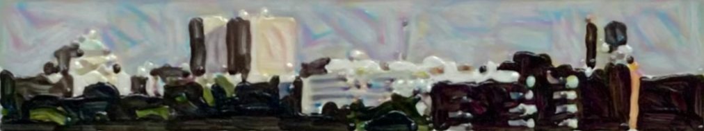 South From Inwood, 1990s. Acrylic on museum board, 1 x 5 in. (8 x 12 in. framed) $800