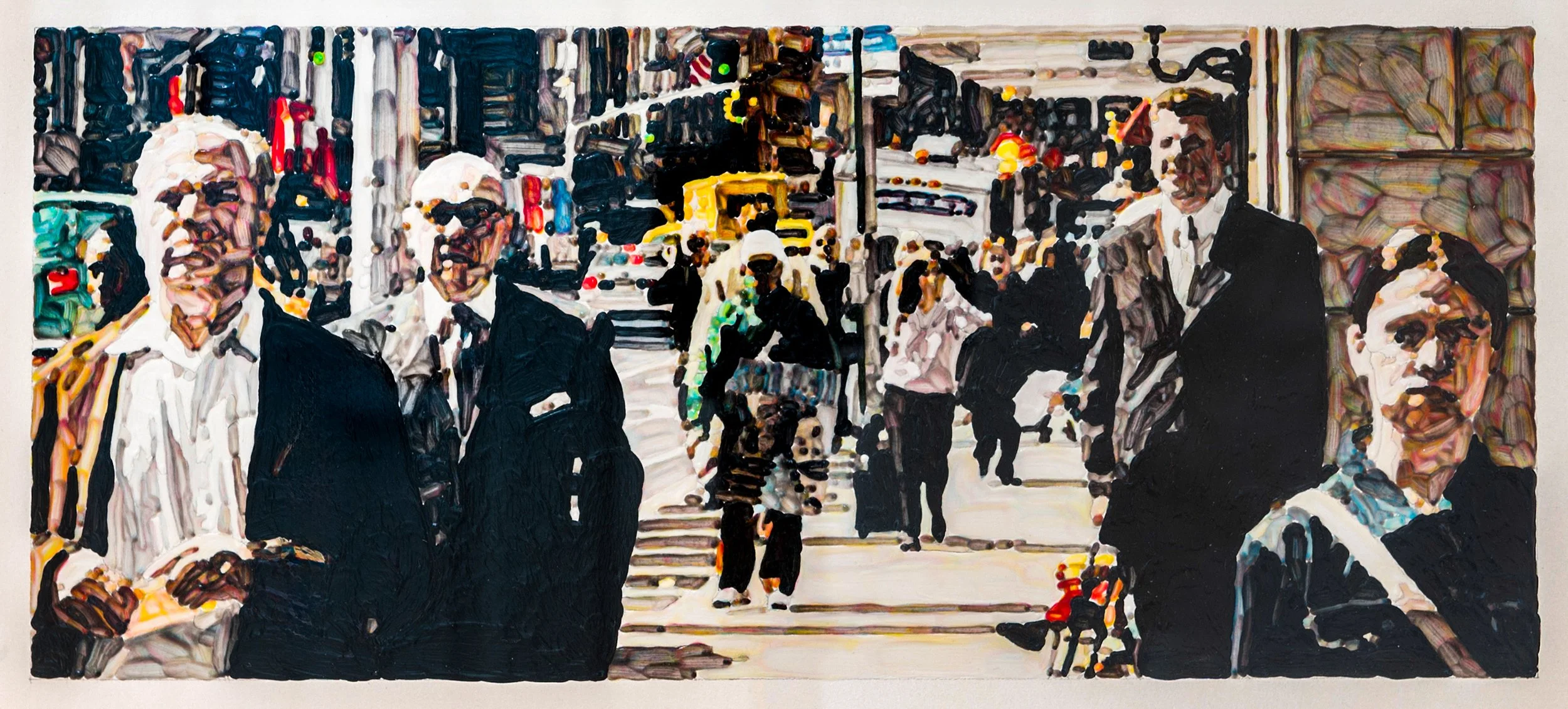 Lexington Avenue, 2000s. Acrylic, 4 7/8 x 11 1/4 in. (12 7/8 x 19 1/2 in. framed)
