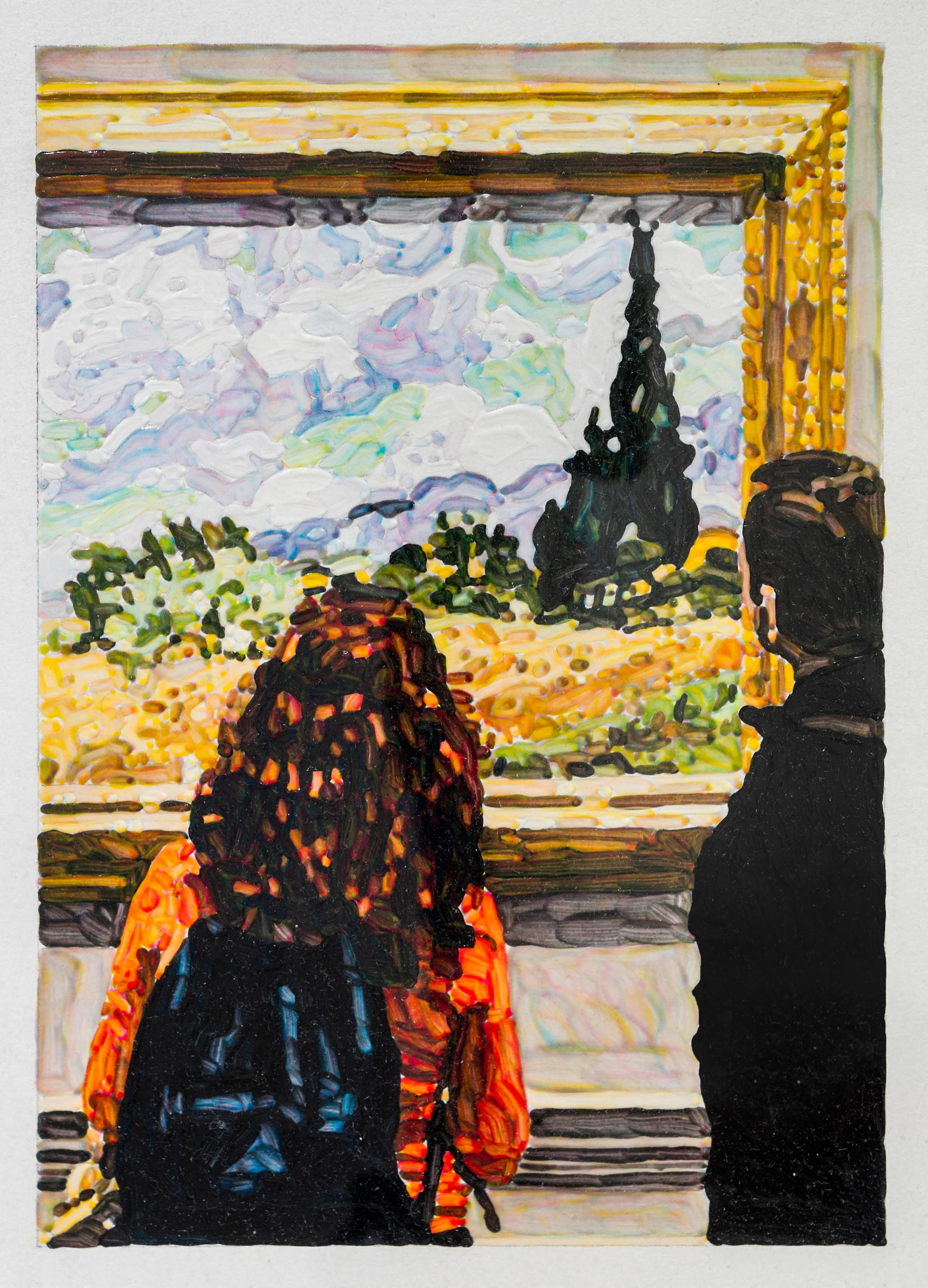 Van Gogh Landscape, 2010s. Acrylic, 8 1/2 x 6 in. (16 1/2 x 13 7/8 in. framed)