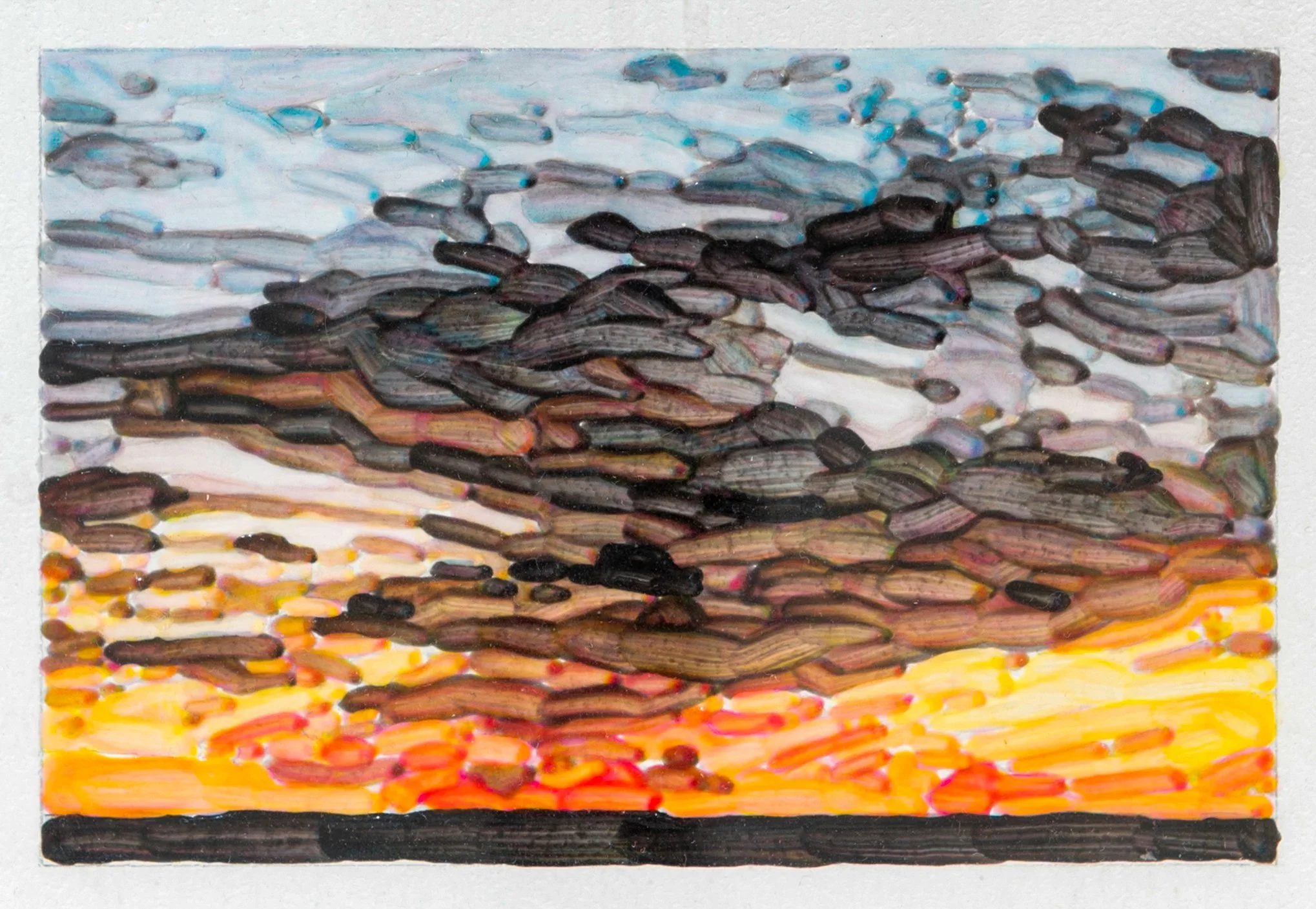 Sunset, 2010s. Acrylic, 3 x 4 1/2 in. (11 x 12 3/8 in. framed)