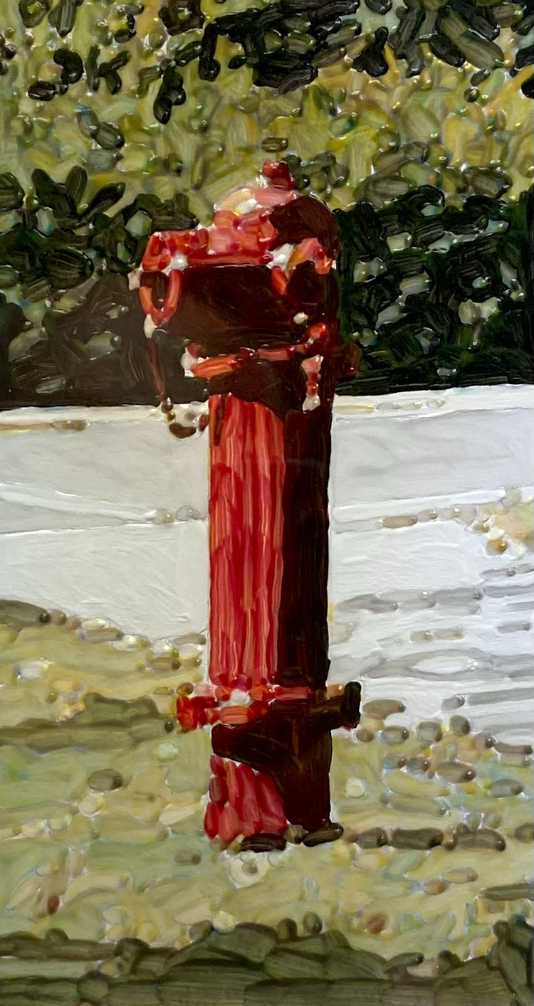 Hydrant, 2010s. Acrylic on Board in Maple Frame, 5 1/2 x 3 in. (13 1/2 x 11 in. framed)
$800