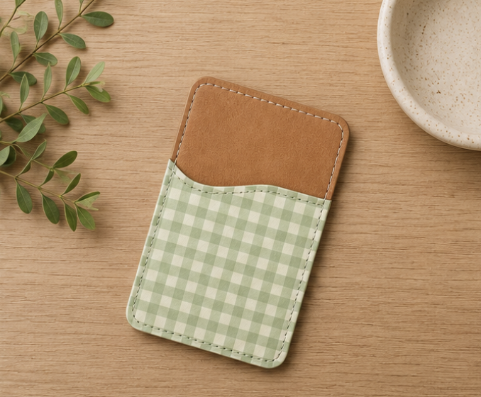 Green Gingham Phone Wallet