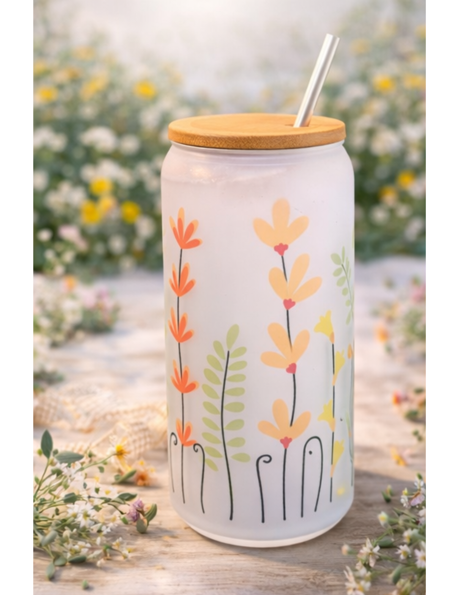 Vine Flowers Glass Tumbler