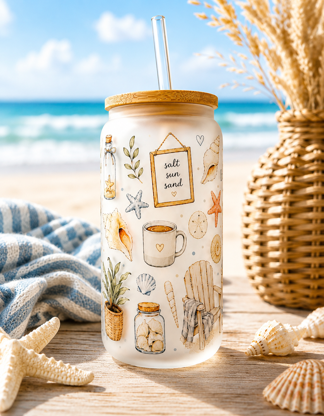 Salt, Sand, and Sun Glass Tumbler