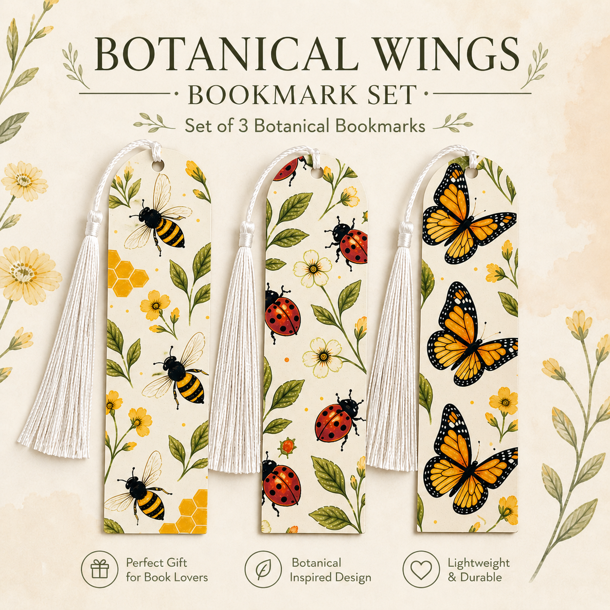 Botanical Wings Bookmark Set