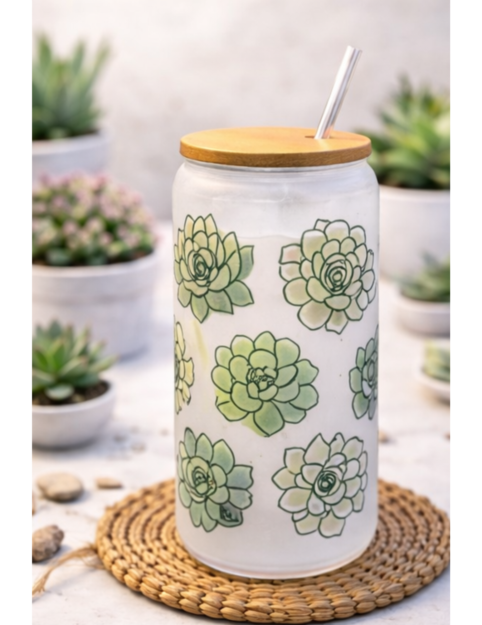 Succulent Glass Tumbler