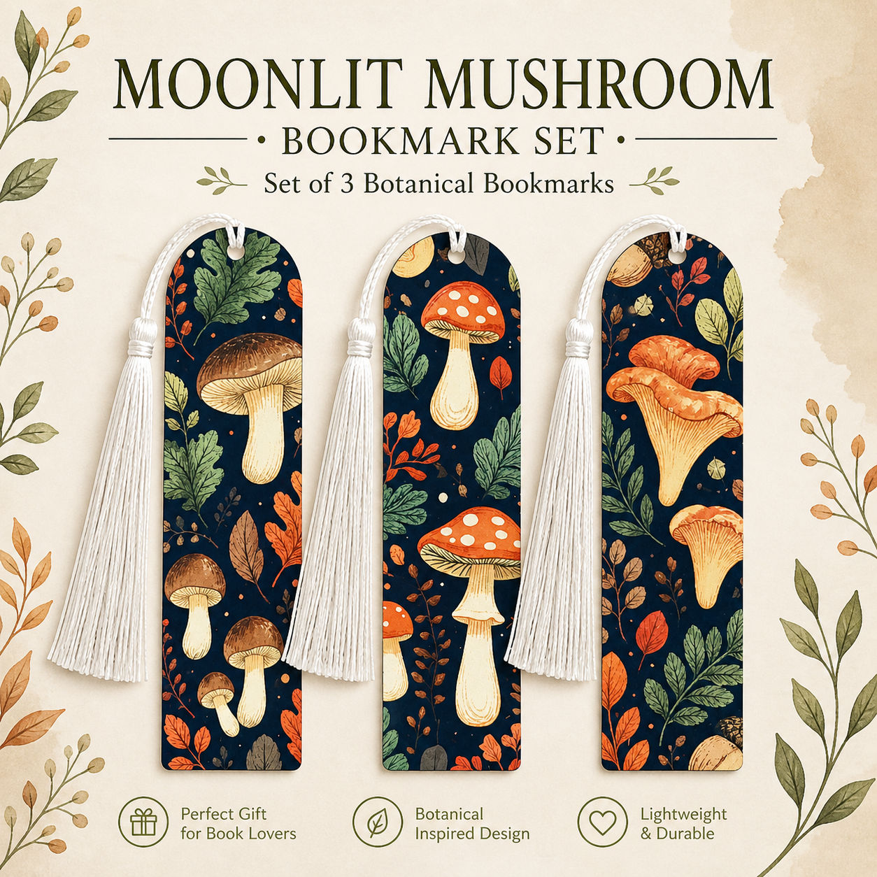 Moonlit Mushroom Bookmark Set