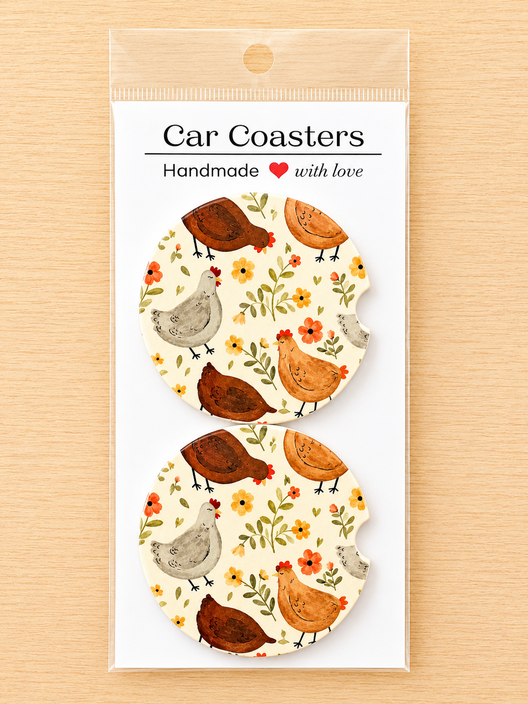 Cottage Hen Car Coasters