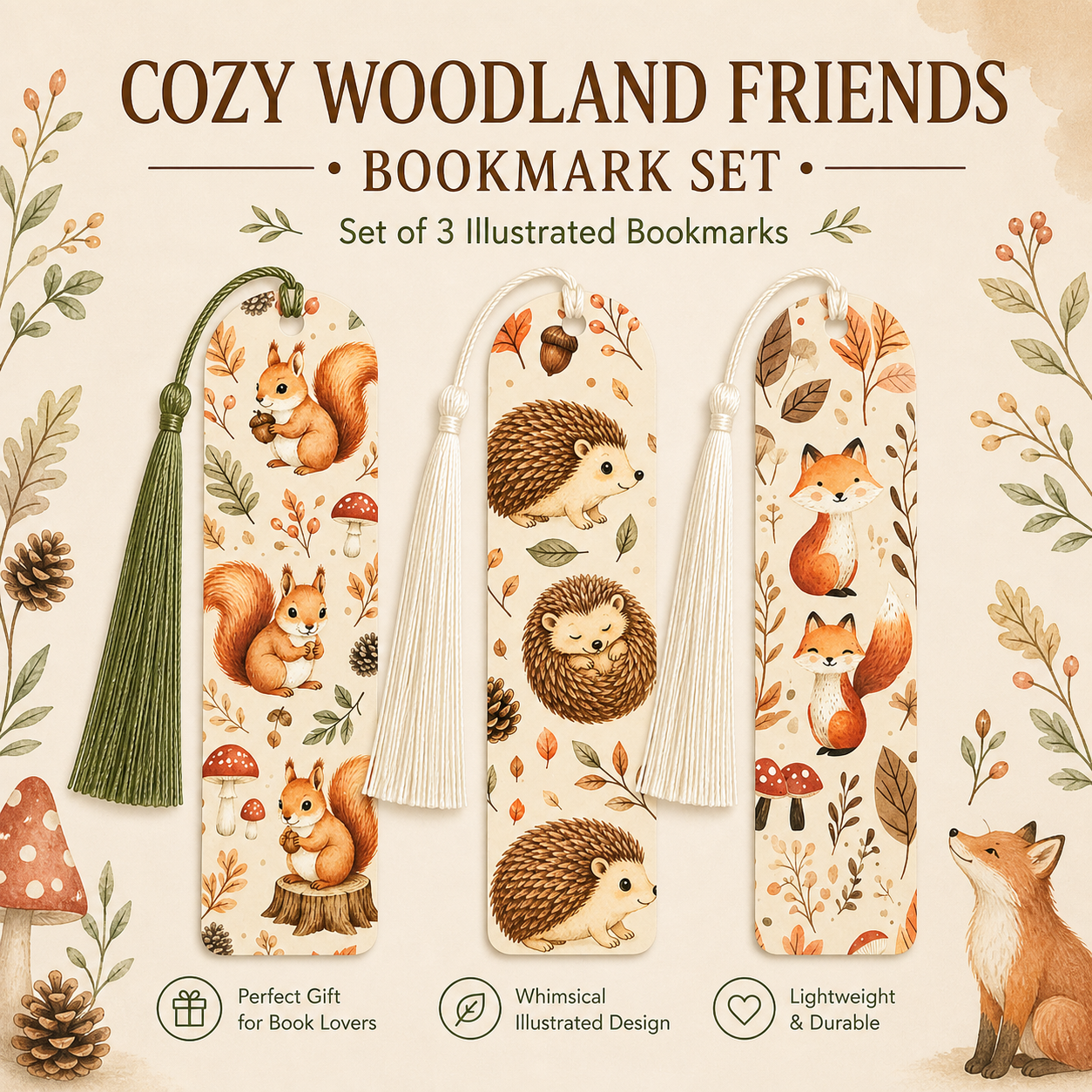 Cozy Woodland Friends Bookmark Set