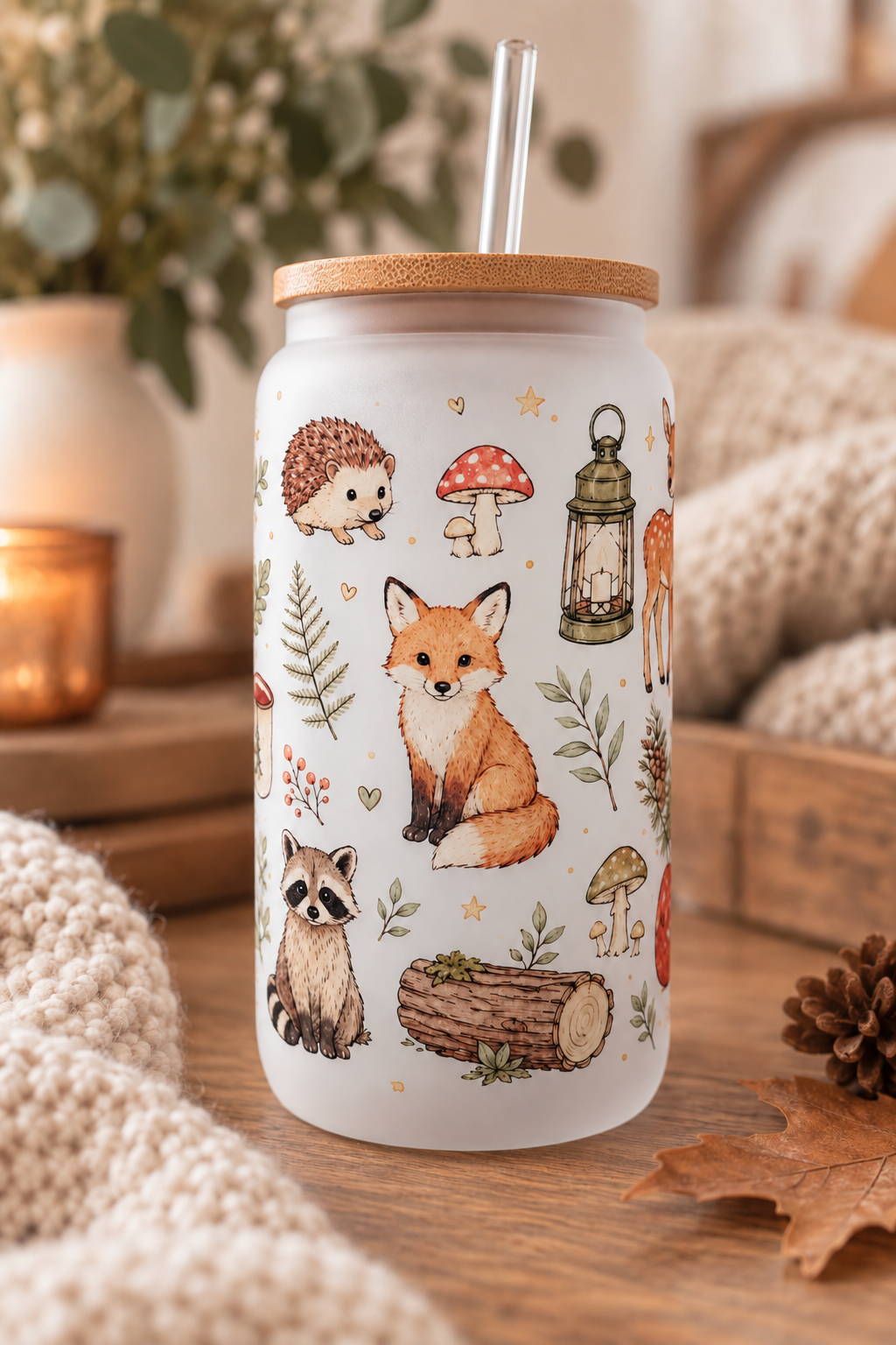 Fall Woodland Glass Tumbler