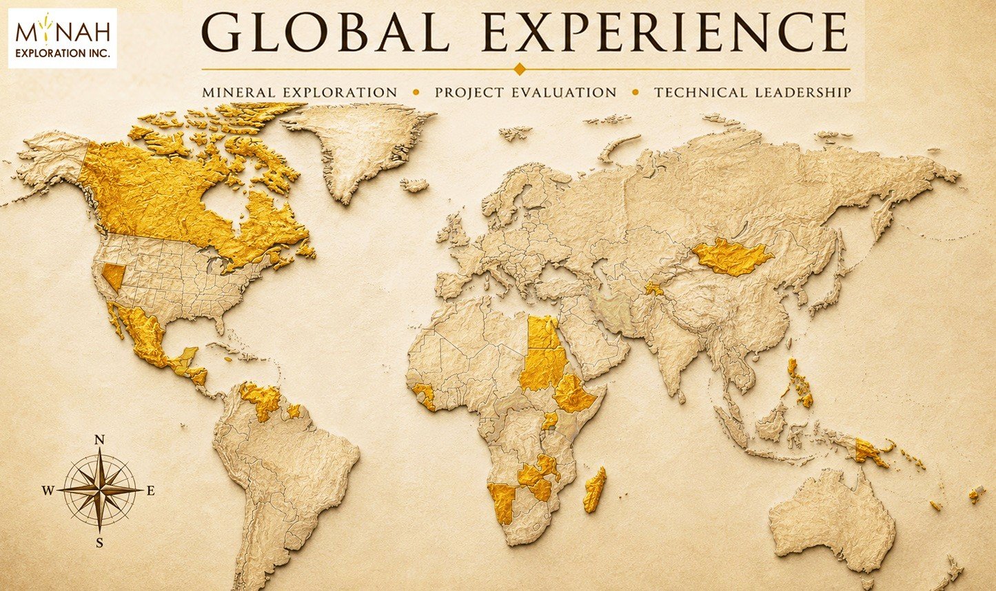 Mynah Exploration global experience Africa PNG Suriname Liberia Tanzania Kenya, RoC, CAR, Namibia, Sierra Leone, Botswana, Ethiopia Madagascar, Fiji, Philippines, Mongolia, Tajikistan, Sudan, Egypt, Guinea, Mali, Burkina Faso, Jamaica, Nicaragua.